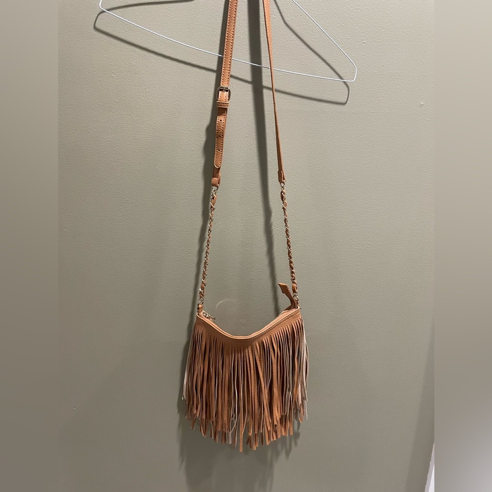 Leather Fringe Bag - Tan